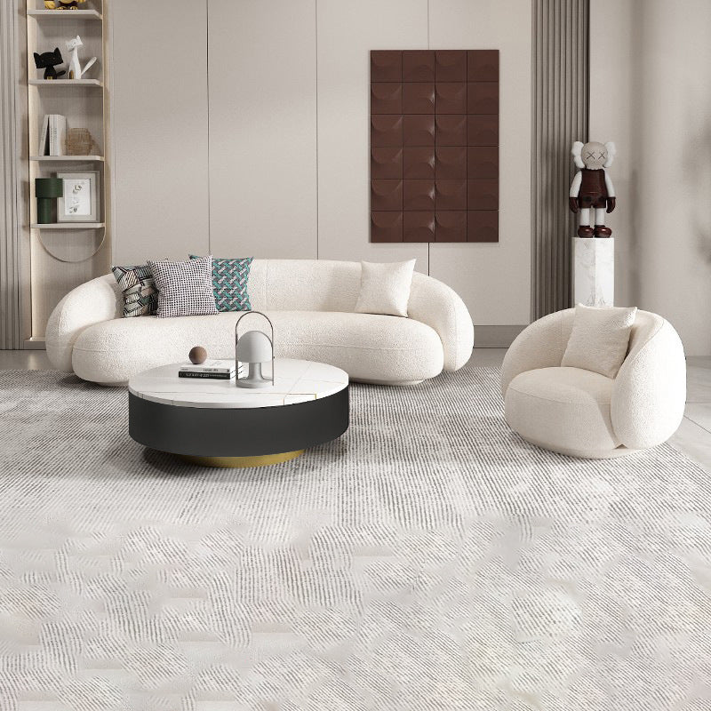 Contemporary Nordic Round Arc-shaped Lamb Fleece Iron Solid Wood Plywood Sofa Backrest Armrest For Living Room