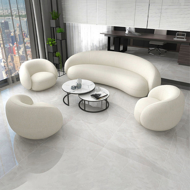 Contemporary Nordic Round Arc-shaped Lamb Fleece Iron Solid Wood Plywood Sofa Backrest Armrest For Living Room