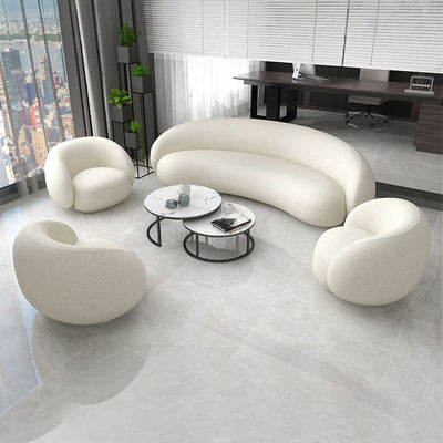 Contemporary Nordic Round Arc-shaped Lamb Fleece Iron Solid Wood Plywood Sofa Backrest Armrest For Living Room