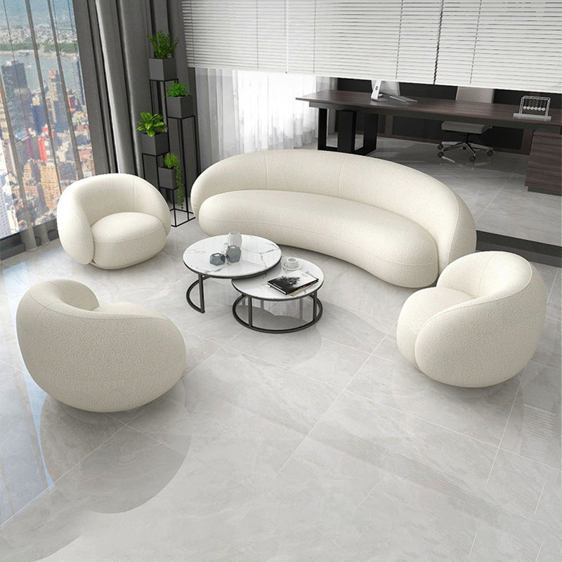 Contemporary Nordic Round Arc-shaped Lamb Fleece Iron Solid Wood Plywood Sofa Backrest Armrest For Living Room