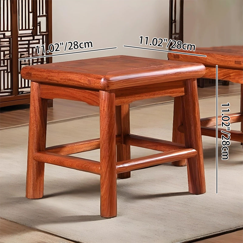 Traditional Chinese Square Rosewood Low Stool For Living Room