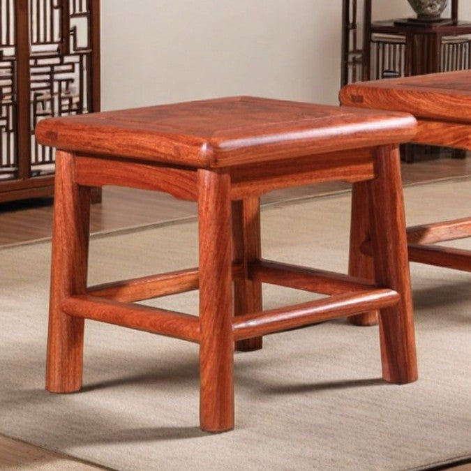 Traditional Chinese Square Rosewood Low Stool For Living Room