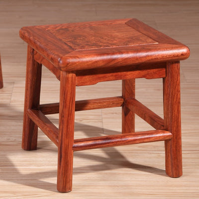 Traditional Chinese Square Rosewood Low Stool For Living Room