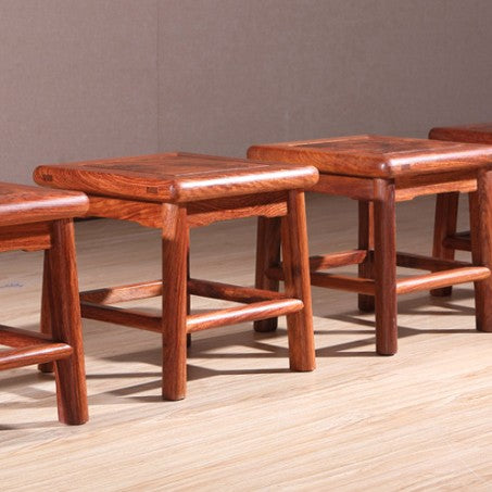 Traditional Chinese Square Rosewood Low Stool For Living Room