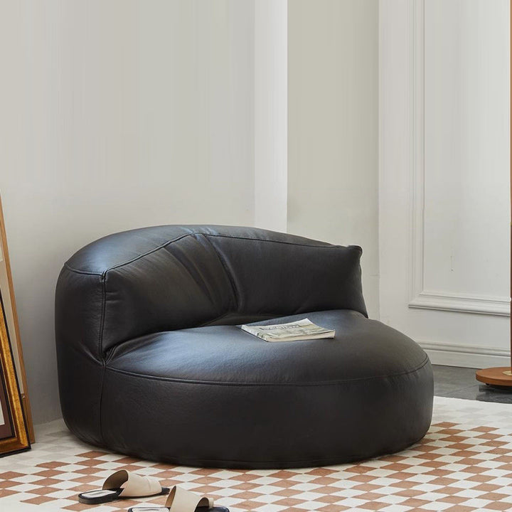 Modern Minimalist Round Microfiber Leather EPS Lazy Sofa Backrest Footrest For Living Room