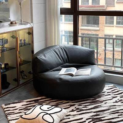 Modern Minimalist Round Microfiber Leather EPS Lazy Sofa Backrest Footrest For Living Room