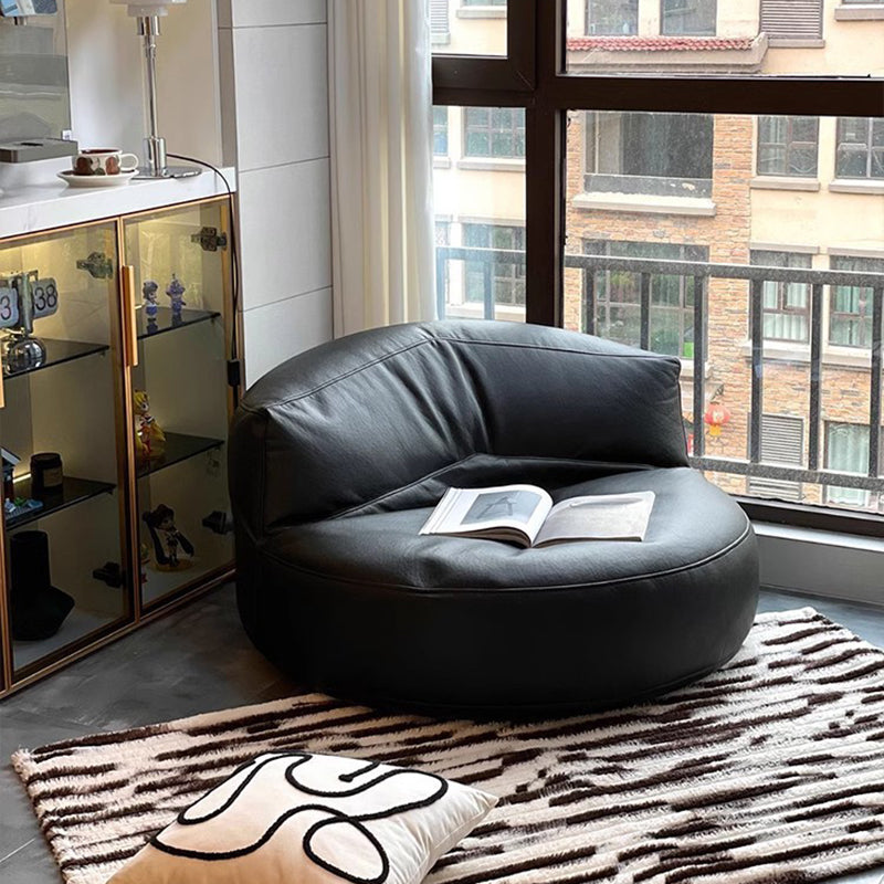 Modern Minimalist Round Microfiber Leather EPS Lazy Sofa Backrest Footrest For Living Room