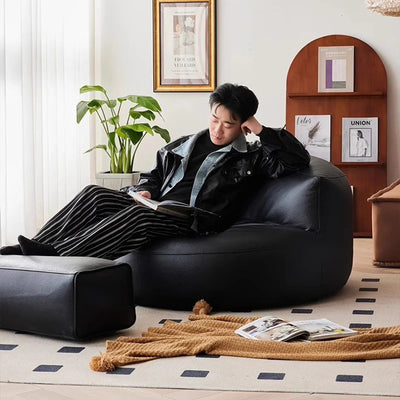 Modern Minimalist Round Microfiber Leather EPS Lazy Sofa Backrest Footrest For Living Room