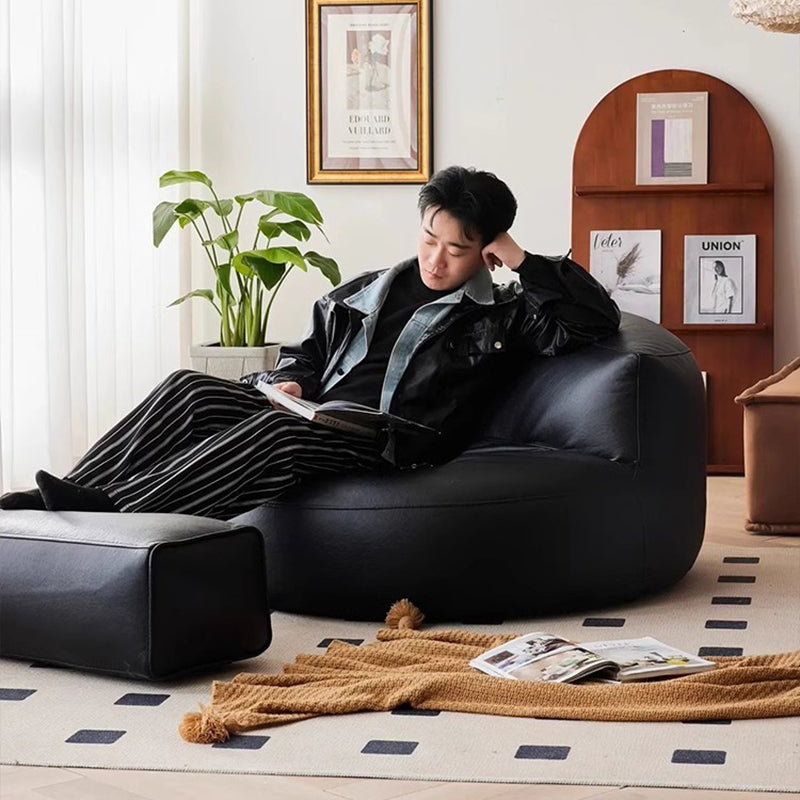 Modern Minimalist Round Microfiber Leather EPS Lazy Sofa Backrest Footrest For Living Room