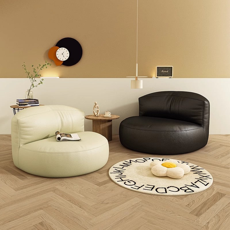 Modern Minimalist Round Microfiber Leather EPS Lazy Sofa Backrest Footrest For Living Room