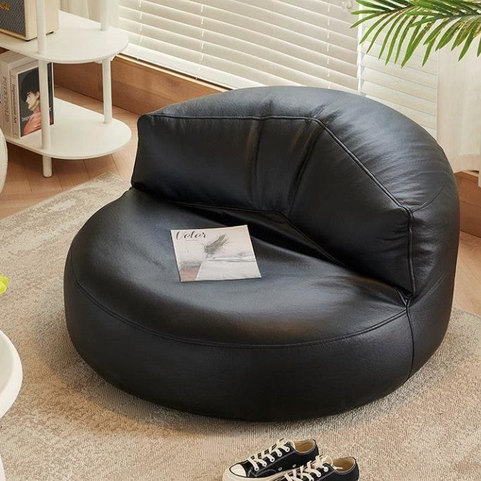 Modern Minimalist Round Microfiber Leather EPS Lazy Sofa Backrest Footrest For Living Room