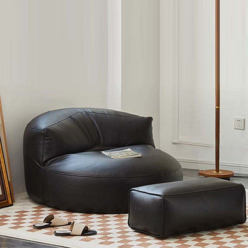 Moderner minimalistischer runder Mikrofaserleder-EPS-Faulsessel mit Rückenlehne und Fußstütze für das Wohnzimmer 