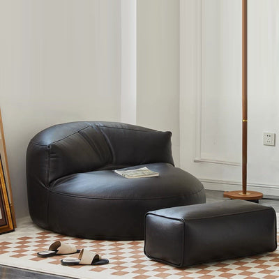 Modern Minimalist Round Microfiber Leather EPS Lazy Sofa Backrest Footrest For Living Room