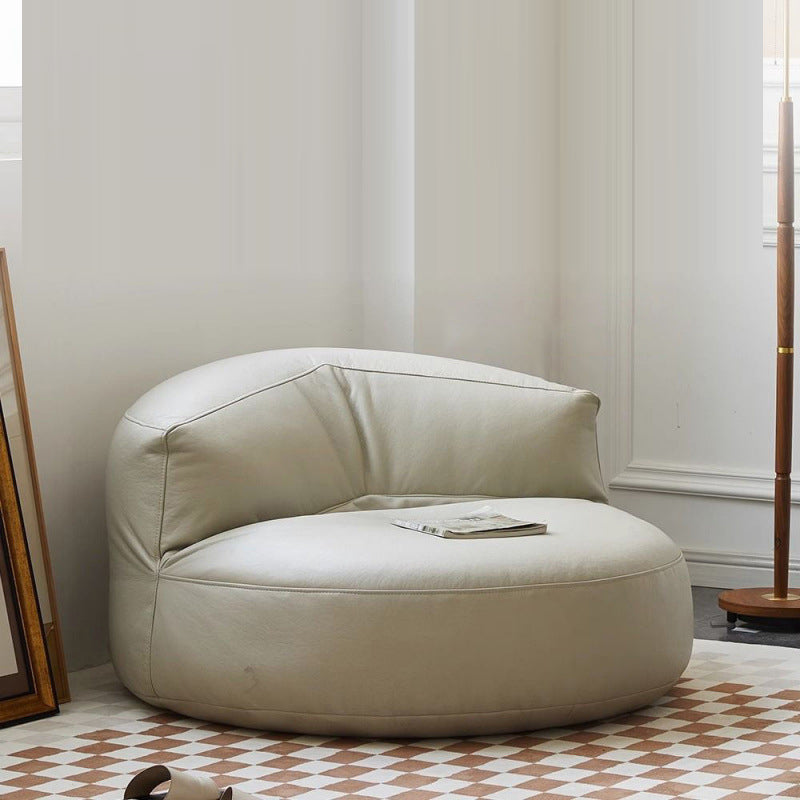 Modern Minimalist Round Microfiber Leather EPS Lazy Sofa Backrest Footrest For Living Room