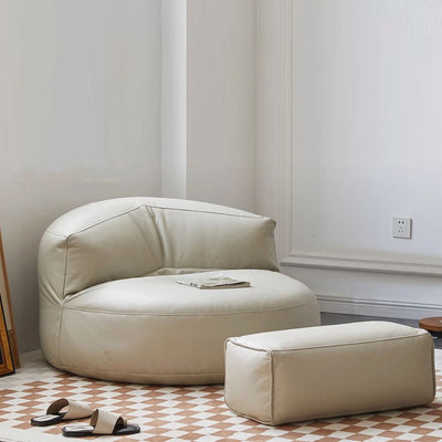 Modern Minimalist Round Microfiber Leather EPS Lazy Sofa Backrest Footrest For Living Room