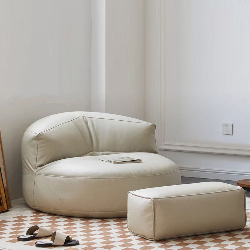 Modern Minimalist Round Microfiber Leather EPS Lazy Sofa Backrest Footrest For Living Room
