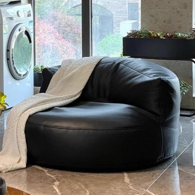 Modern Minimalist Round Microfiber Leather EPS Lazy Sofa Backrest Footrest For Living Room
