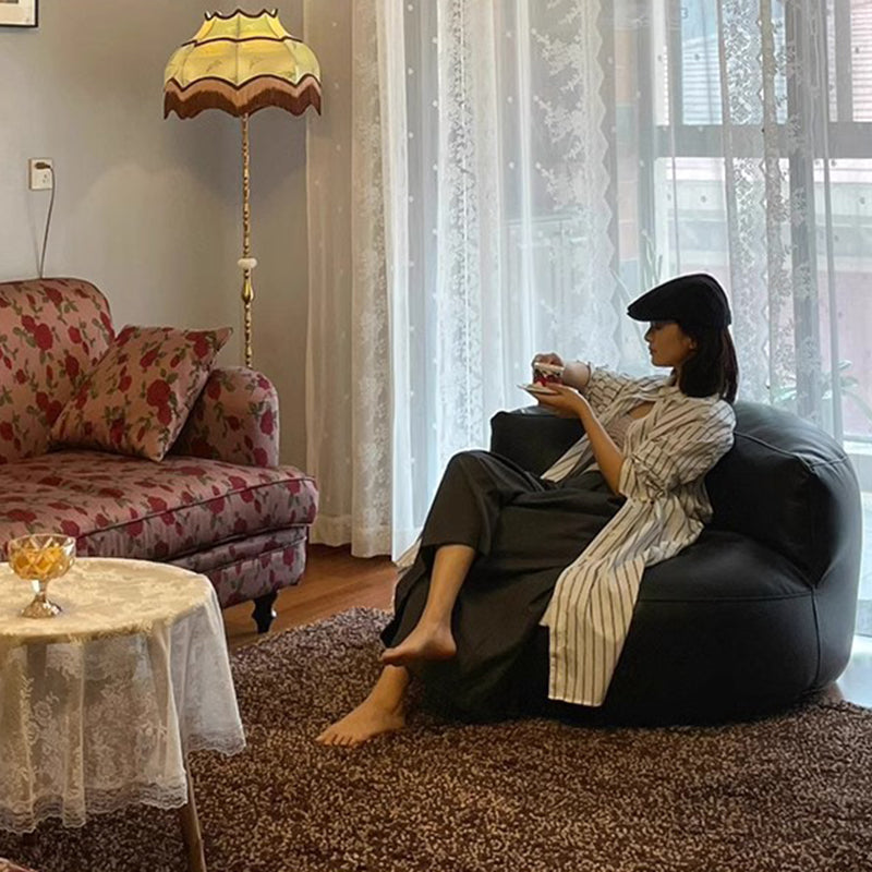Moderner minimalistischer runder Mikrofaserleder-EPS-Faulsessel mit Rückenlehne und Fußstütze für das Wohnzimmer 
