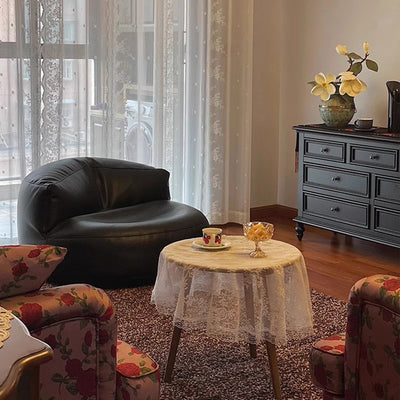 Modern Minimalist Round Microfiber Leather EPS Lazy Sofa Backrest Footrest For Living Room