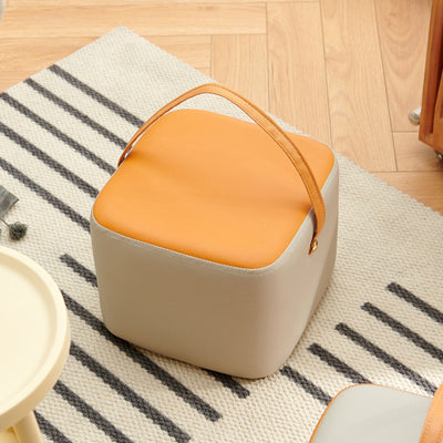 Modern Minimalist Square Solid Wood Plywood Technical Fabric Portable Stackable Low Stool For Living Room