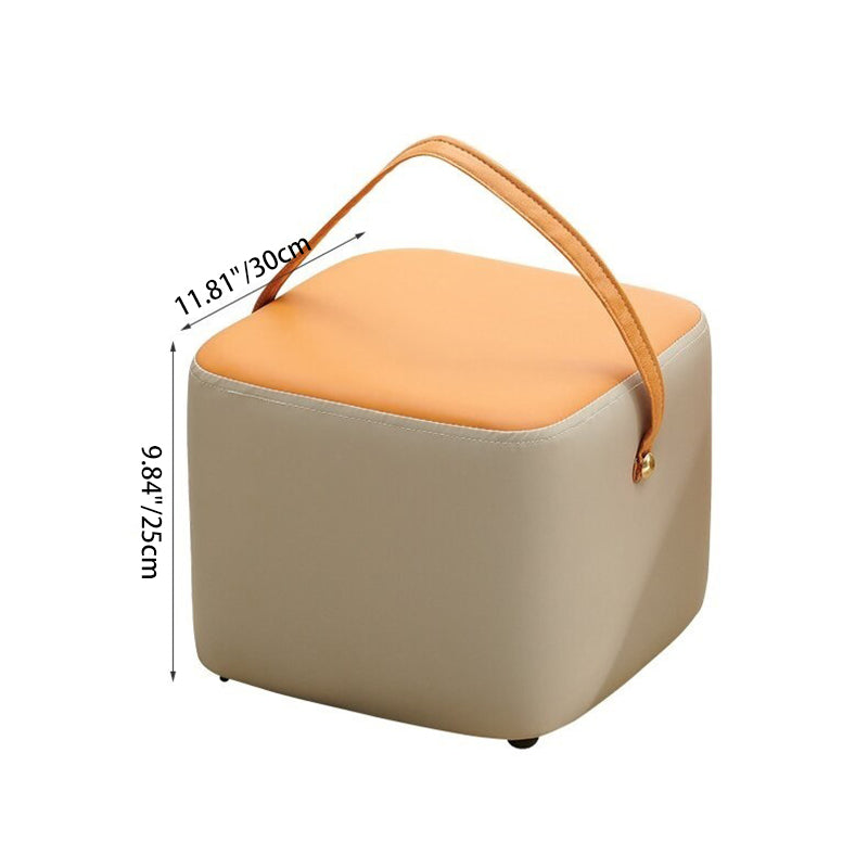 Modern Minimalist Square Solid Wood Plywood Technical Fabric Portable Stackable Low Stool For Living Room