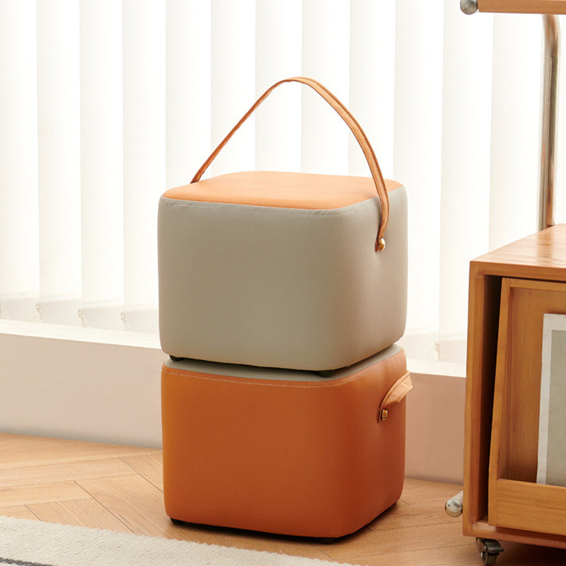 Modern Minimalist Square Solid Wood Plywood Technical Fabric Portable Stackable Low Stool For Living Room