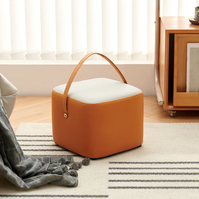 Modern Minimalist Square Solid Wood Plywood Technical Fabric Portable Stackable Low Stool For Living Room