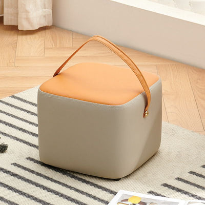 Modern Minimalist Square Solid Wood Plywood Technical Fabric Portable Stackable Low Stool For Living Room