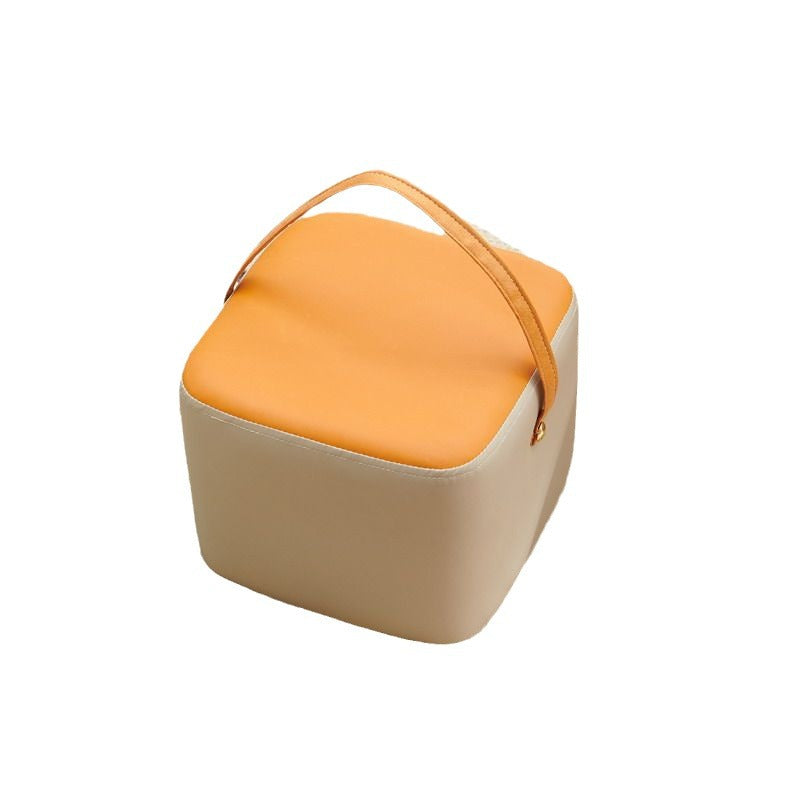 Modern Minimalist Square Solid Wood Plywood Technical Fabric Portable Stackable Low Stool For Living Room