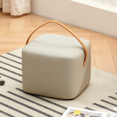 Modern Minimalist Square Solid Wood Plywood Technical Fabric Portable Stackable Low Stool For Living Room