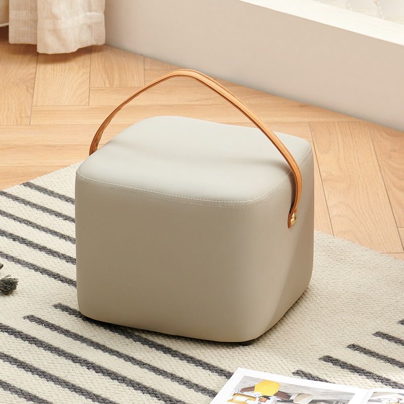 Modern Minimalist Square Solid Wood Plywood Technical Fabric Portable Stackable Low Stool For Living Room