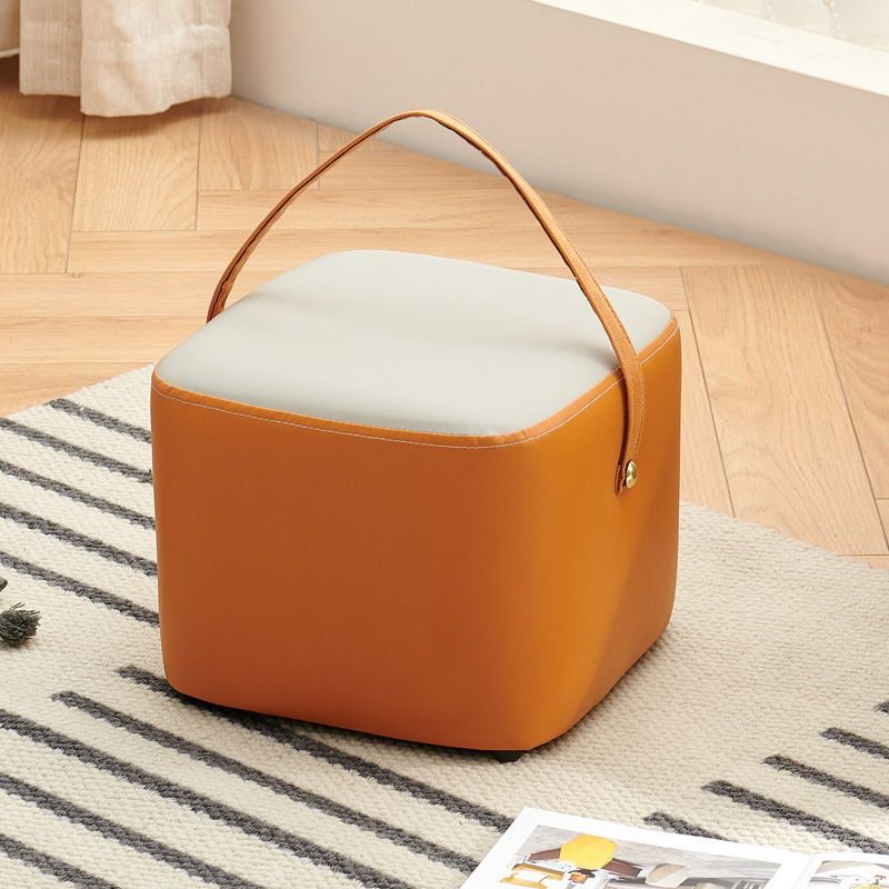 Modern Minimalist Square Solid Wood Plywood Technical Fabric Portable Stackable Low Stool For Living Room