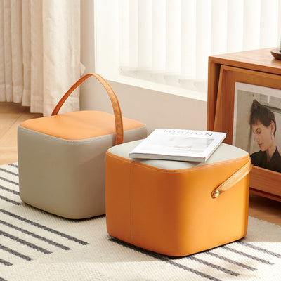 Modern Minimalist Square Solid Wood Plywood Technical Fabric Portable Stackable Low Stool For Living Room