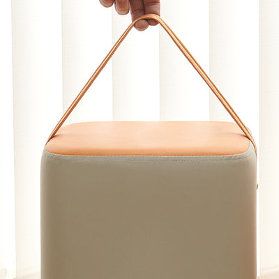 Modern Minimalist Square Solid Wood Plywood Technical Fabric Portable Stackable Low Stool For Living Room