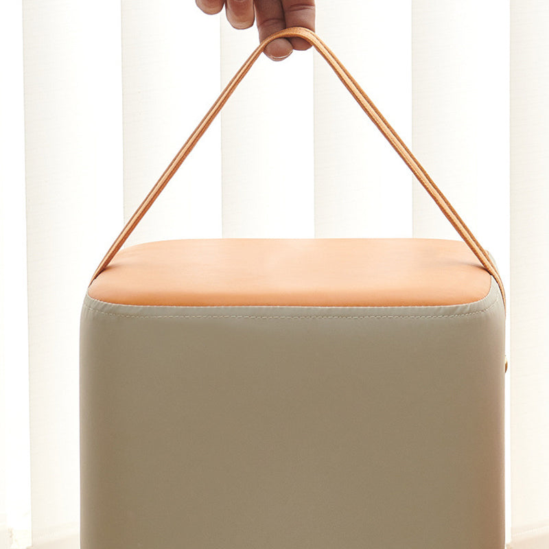 Modern Minimalist Square Solid Wood Plywood Technical Fabric Portable Stackable Low Stool For Living Room