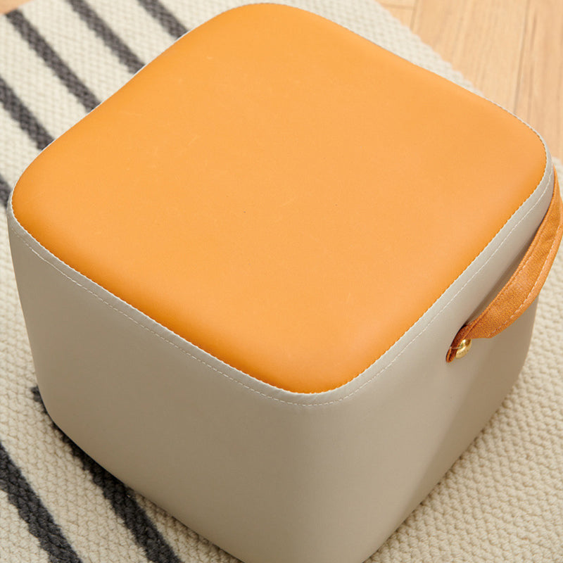 Modern Minimalist Square Solid Wood Plywood Technical Fabric Portable Stackable Low Stool For Living Room