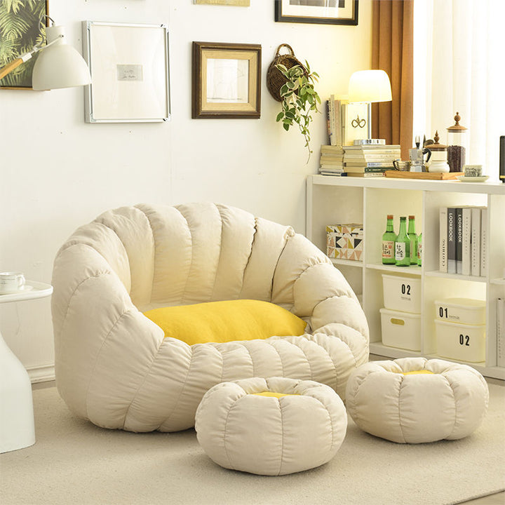 Moderner minimalistischer runder Ellipse Schneeflocke Samt feine Baumwollsamt EPS Lazy Sofa Rückenlehne Fußstütze für Wohnzimmer 
