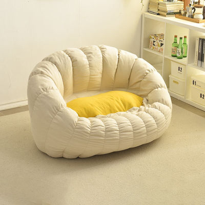 Modern Minimalist Round Ellipse Snowflake Velvet Fine Cotton Velvet EPS Lazy Sofa Backrest Footrest For Living Room