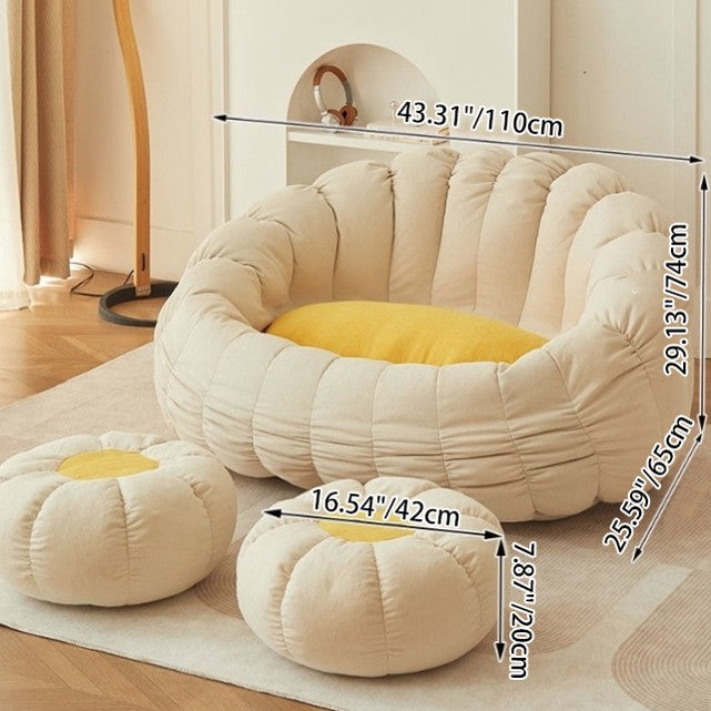 Modern Minimalist Round Ellipse Snowflake Velvet Fine Cotton Velvet EPS Lazy Sofa Backrest Footrest For Living Room