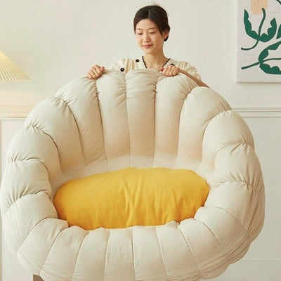 Modern Minimalist Round Ellipse Snowflake Velvet Fine Cotton Velvet EPS Lazy Sofa Backrest Footrest For Living Room