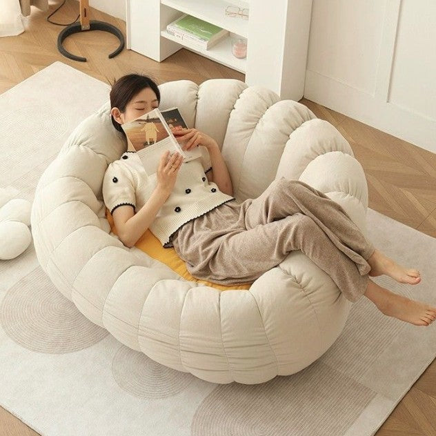 Moderner minimalistischer runder Ellipse Schneeflocke Samt feine Baumwollsamt EPS Lazy Sofa Rückenlehne Fußstütze für Wohnzimmer 