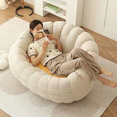 Modern Minimalist Round Ellipse Snowflake Velvet Fine Cotton Velvet EPS Lazy Sofa Backrest Footrest For Living Room