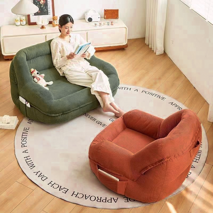 Modern Minimalist Square Rectangular Corduroy EPS Lazy Sofa Backrest Armrest For Living Room