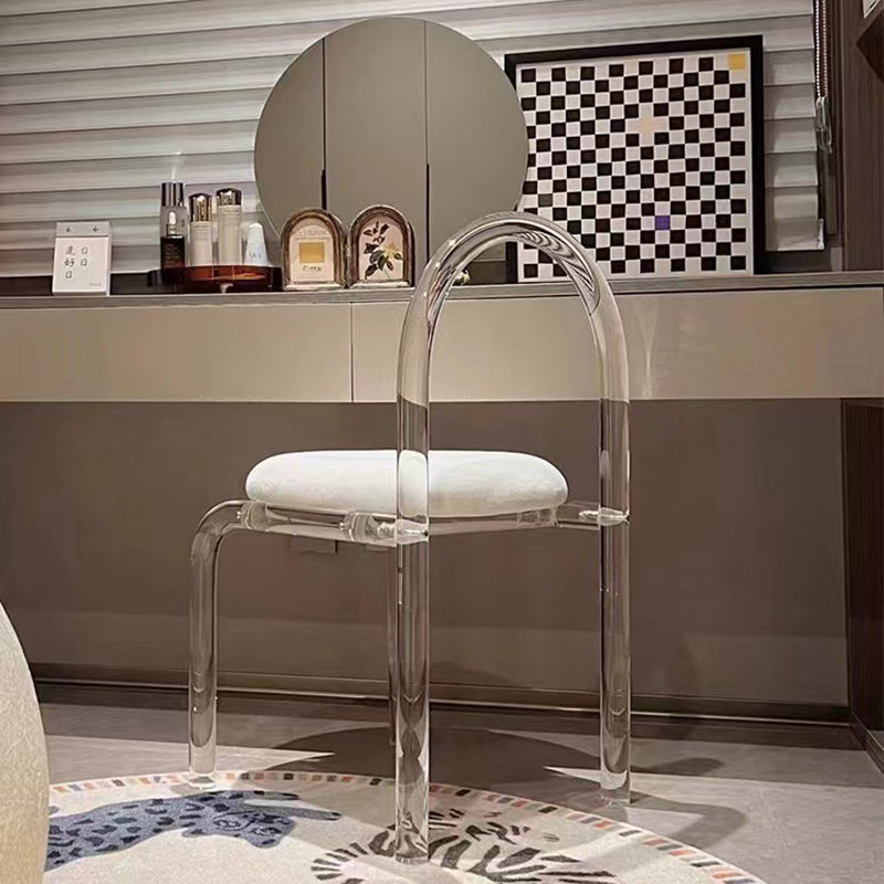 Taburete de tocador redondo de terciopelo acrílico minimalista moderno sin respaldo para dormitorio 