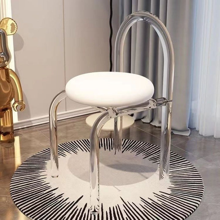 Taburete de tocador redondo de terciopelo acrílico minimalista moderno sin respaldo para dormitorio 