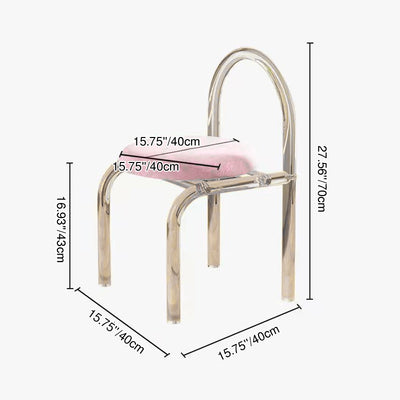 Modern Minimalist Round Velvet Acrylic Vanity Stool Backrest Armless For Bedroom