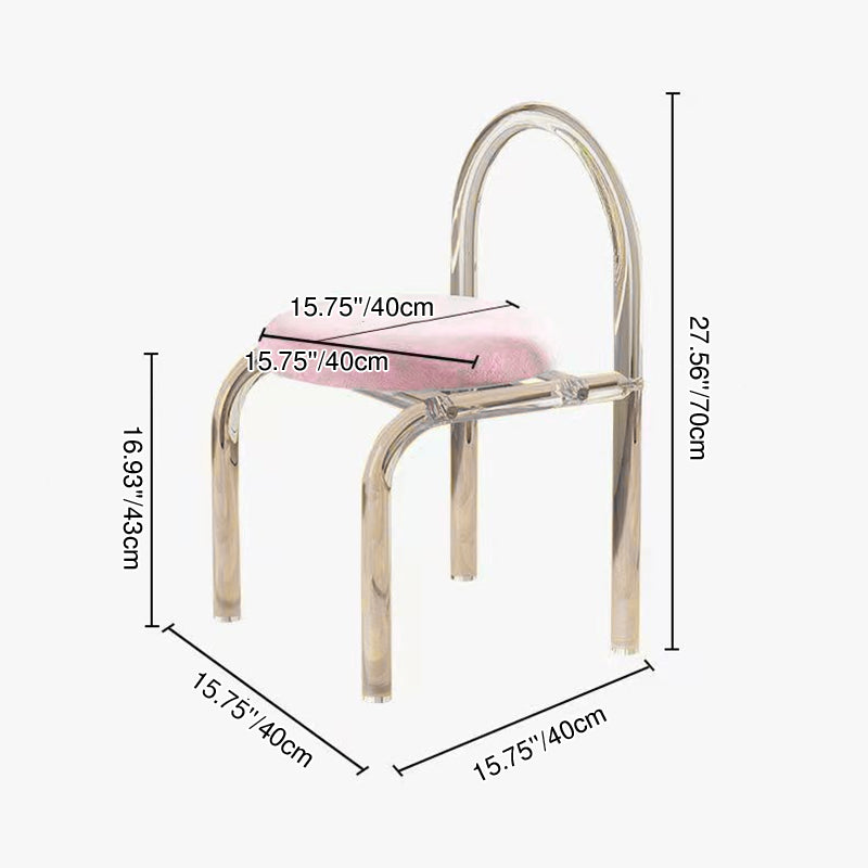 Modern Minimalist Round Velvet Acrylic Vanity Stool Backrest Armless For Bedroom