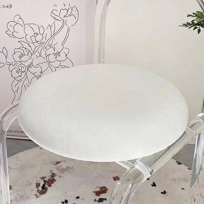 Modern Minimalist Round Velvet Acrylic Vanity Stool Backrest Armless For Bedroom