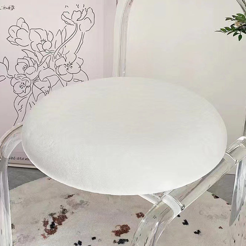 Modern Minimalist Round Velvet Acrylic Vanity Stool Backrest Armless For Bedroom