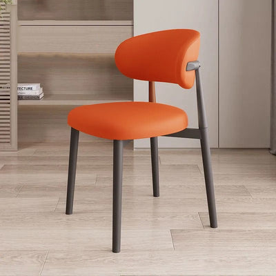 Modern Minimalist Square Rectangular Microfiber Leather Solid Wood Plywood Iron Dining Chair Backrest Armless For Dining Room & Kitchen